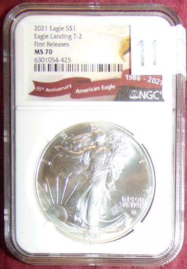 2021 Silver Eagle T-2 First Release NGC MS70.
