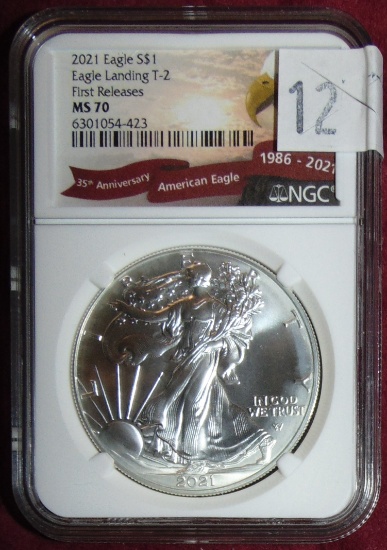 2021 Silver Eagle T-2 First Release NGC MS70.