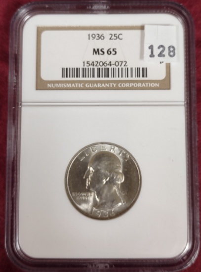 1936 Washington Quarter NGC MS65.
