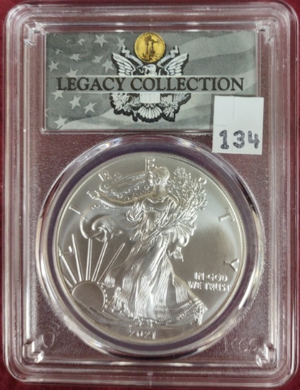 2021 Silver Eagle PCGS MS70 First Strike Magnum Opus Type 1.