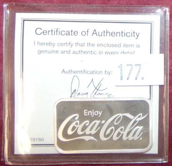 2023 Coca-Cola 1 Oz. .999 Silver Bar. WOW!