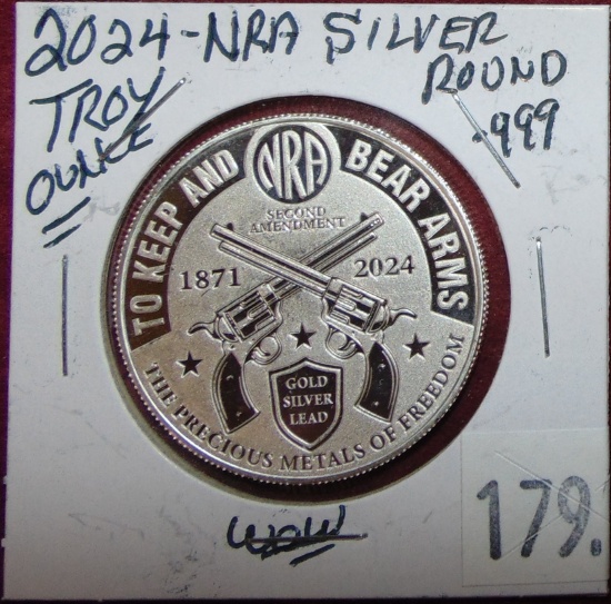 2024 NRA 1 Troy Oz .999 Silver Round.
