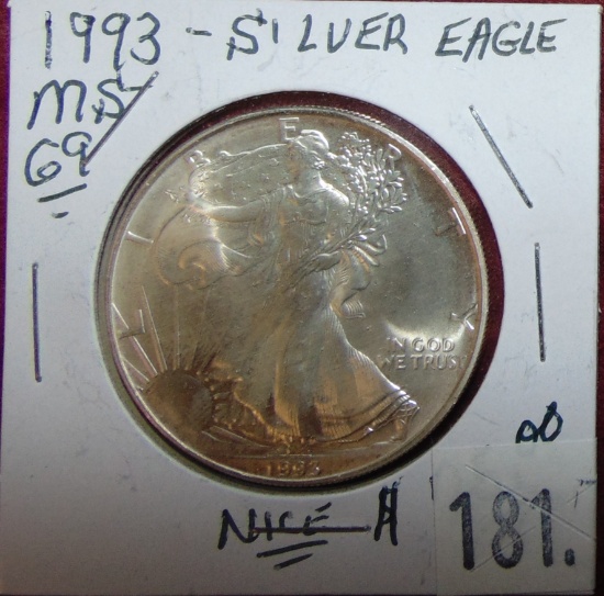 1993 Silver Eagle MS69 (good year).
