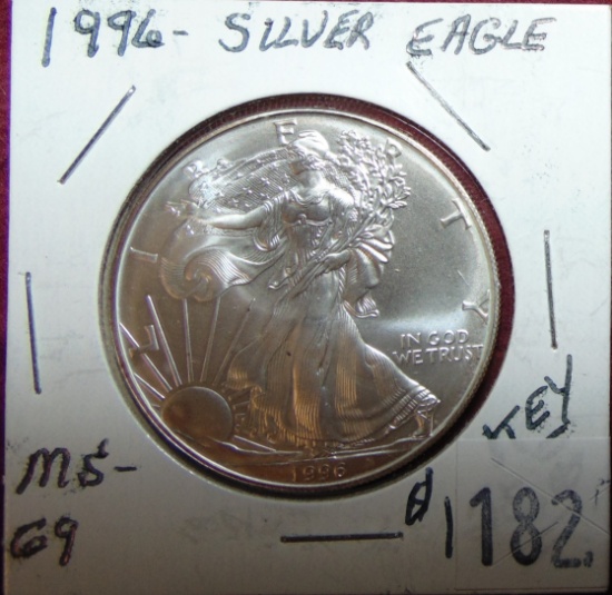 1996 Silver Eagle MS69 (key).