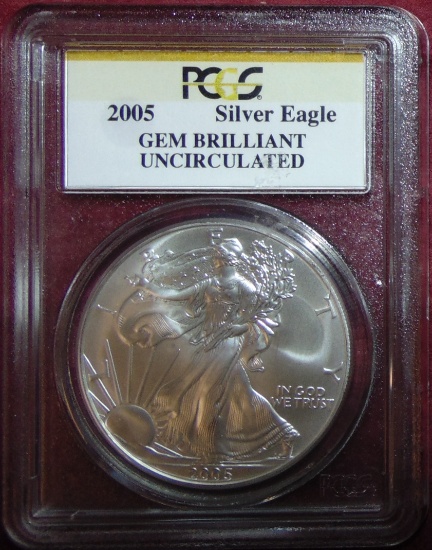 2005 Silver Eagle PCGS Gem Brilliant UNC.