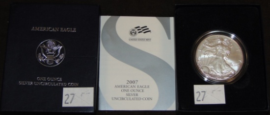 2007-W Silver Eagle (with box and paper).