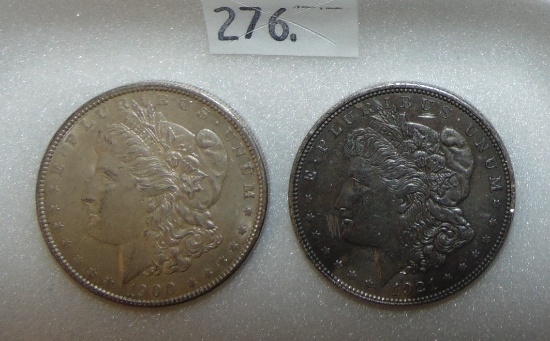 1900, 1921 Morgan Dollars.