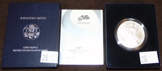 2007-W Silver Eagle (with box and paper).