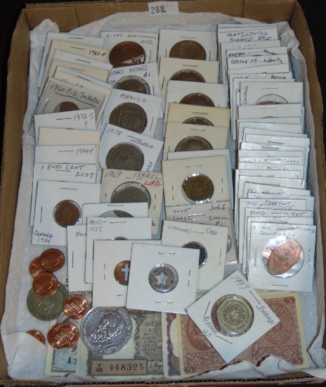 Variety: India and Military Currency. Various Half Dollars, Cents, Foreign Coins, Tokens.