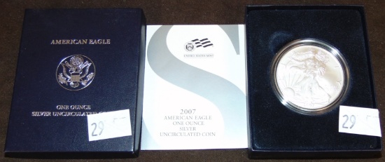 2007-W Silver Eagle (with box and paper).