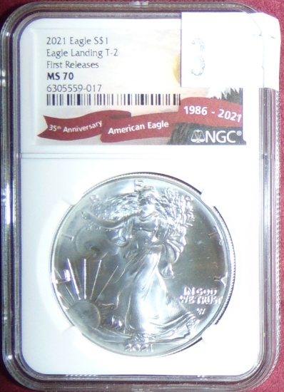 2021 Silver Eagle T-2 First Release NGC MS70.