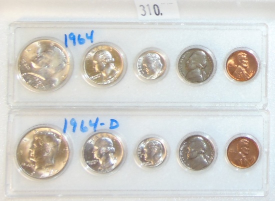 1964, 1964-D U.S. Sets ($1.70 in 90% Silver).