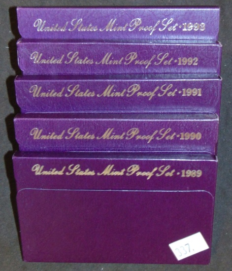 (5) U.S. Proof Sets: 1989-1993.