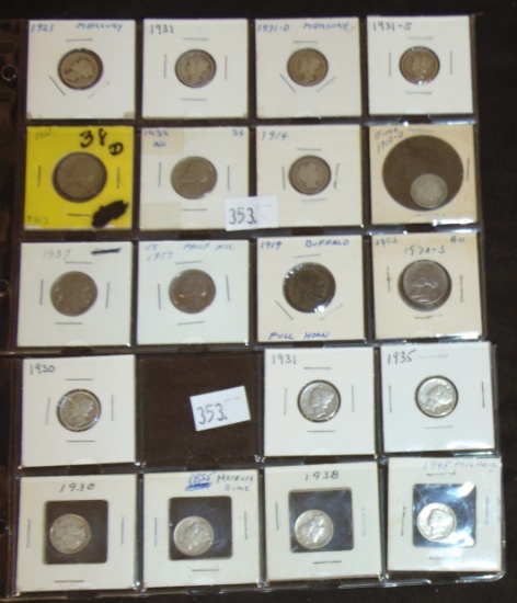 (13) Silver Dimes. (6) Nickels.