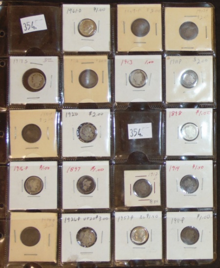 (18) Silver Dimes: 1898-1961 (not all dates).