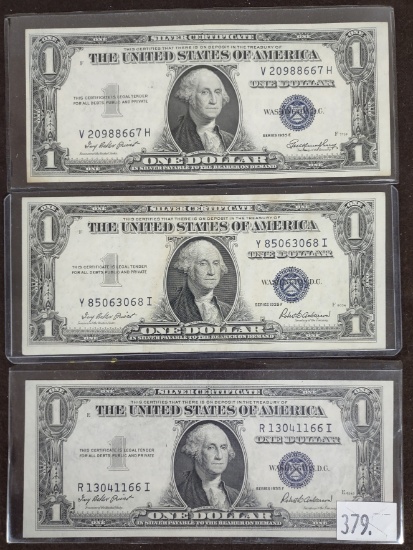 (3) $1 Silver Certificates: Series of 1935E, 1935F, 1935F.