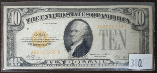 Series of 1928 $10 Gold Certificate.