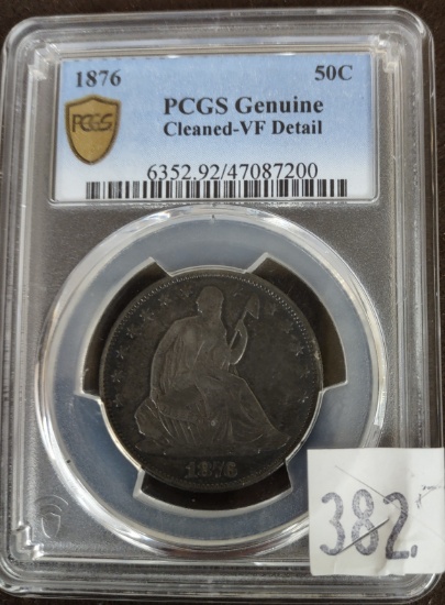 1876 Half Dollar PCGS Genuine Cleaned VF Detail.