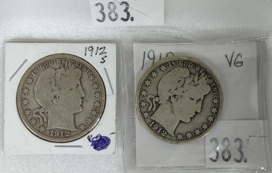 1912-S, 1912 Barber Half Dollars.