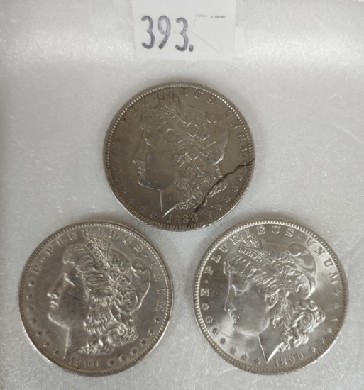 (3) Morgan Dollars: 1888, 1890-S, 1890.