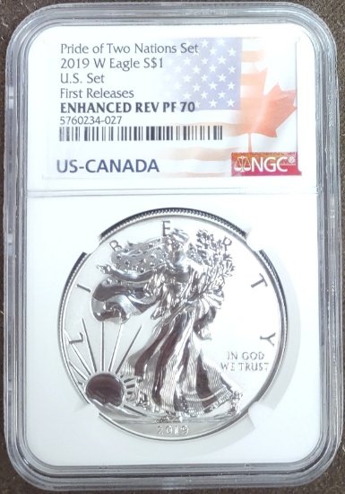 2019-W Silver Eagle NGC First Release Enhanced REV PF70.