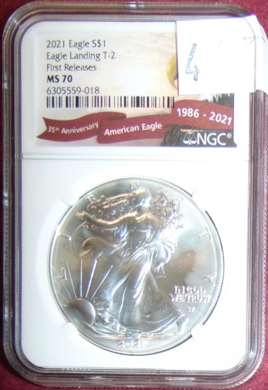 2021 Silver Eagle T-2 First Release NGC MS70.