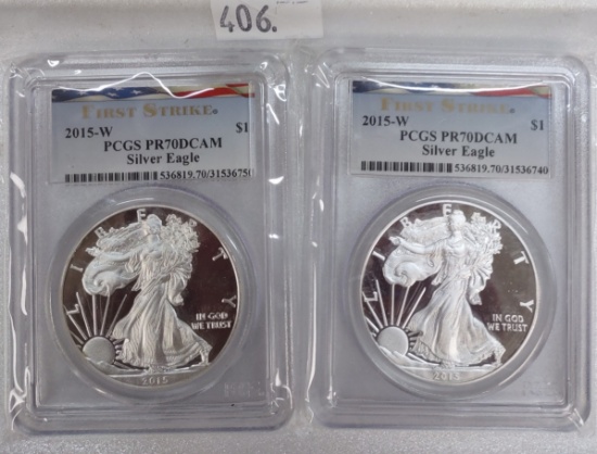 (2) 2015-W Silver Eagles PCGS PR70 DCAM. WOW!