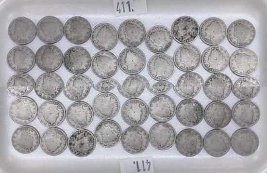 (45) Liberty Nickels ("V") (a couple are hard to read dates).