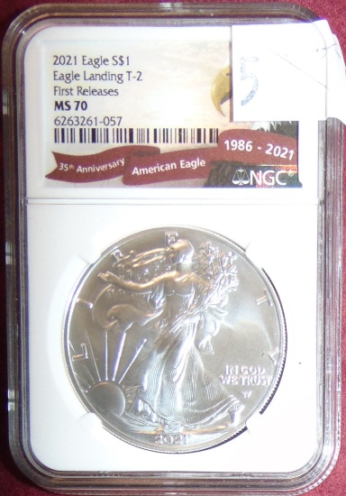 2021 Silver Eagle T-2 First Release NGC MS70.