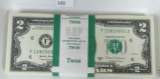 100 2017A $2 FRN, BEP pack, UNC (consecutive).
