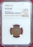 1908-S Indian Cent NGC VF35 BN.