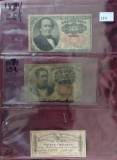 Series 1874 25¢ Fractional Note. Series 1874 10¢ Fractional Note. 6th Series Confederate States Bond