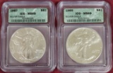 1987, 1989 Silver Eagle ICG MS69, MS69.