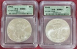 2001, 2003 Silver Eagles ICG MS69, MS69.