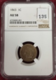 1863 Indian Cent NGC AU58. Nice!