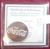 2023 Coca-Cola 1 Oz. .999 Silver Round. WOW!