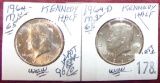 1964, 1964-D Kennedy Half Dollars MS65 (last year 90% Silver).