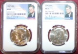 1968-D, 1970-D Kennedy Half Dollars NGC MS64 (key, 40% Silver). WOW!