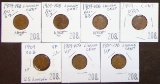 (7) 1909VDB Lincoln Cents (4) VF, (3) AU50.