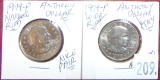 (2) 1979-P Anthony Dollars (narrow and wide rims, nice pair).