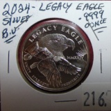 2024 Legacy Eagle Dollar 1 Oz .9999 Silver BU.