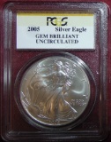 2005 Silver Eagle PCGS Gem Brilliant UNC.