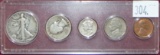 1940 Year Set: Walking Liberty Half Dollar, Washington Quarter, Mercury Dime.