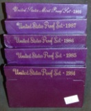 (5) U.S. Proof Sets: 1984-1988.