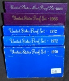 (5) U.S. Proof Sets: 1970, (2) 1972, 1985, 1993.