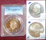 (3) Eisenhower Dollars: 1972-S, 1976, 1974-S PCGS PR69 DCAM.