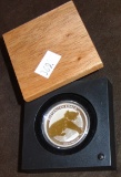 2012 Australian Koala 1 Oz. .999 Silver Round in Wooden Display Case.