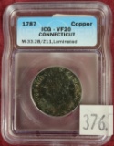 1787 Connecticut Copper ICG VF20.