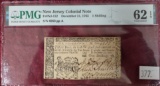 December 31, 1763 1 Shilling Frational Currency New Jersey Colonial Note PMG 62 UNC.