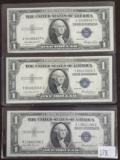 (3) $1 Silver Certificates: Series of 1935E, 1935F, 1935F.